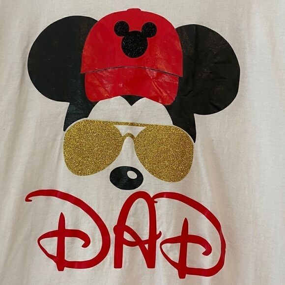 Disney Mens Sz M White Mickey Mouse Rayban Sunglasses Dad T-Shirt - Picture 3 of 5